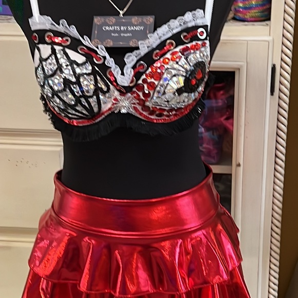 Red Mini Rave Skirt - Picture 6 of 12